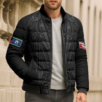 Queensland Maori Rugby Nga Hau e Wha Bomber Puffer Jacket Black Motif - Polynesian Pride
