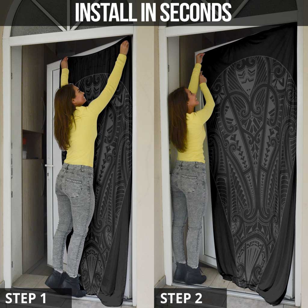 Queensland Maori Rugby Nga Hau e Wha Door Cover Black Motif - Polynesian Pride