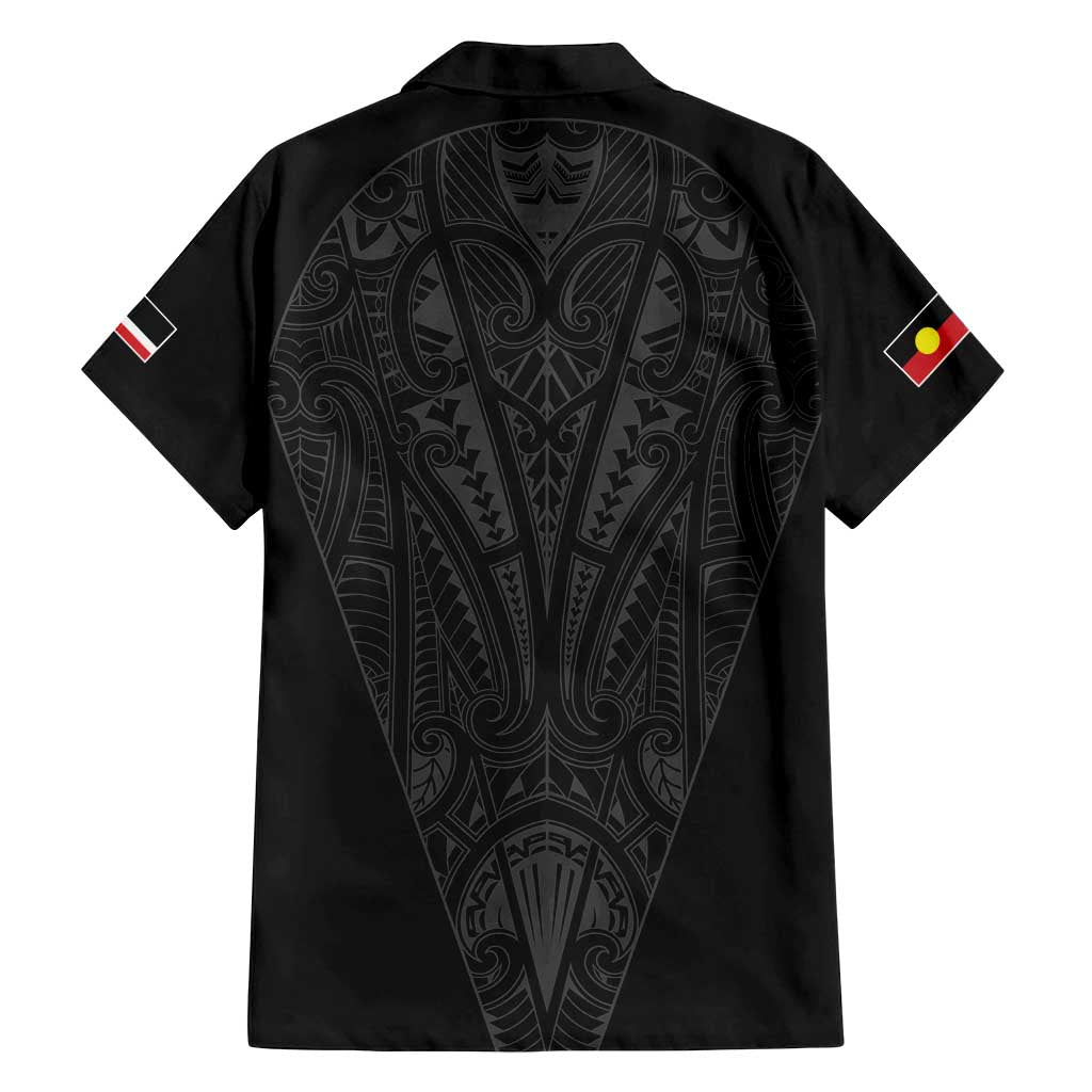 Queensland Maori Rugby Nga Hau e Wha Family Matching Long Sleeve Bodycon Dress and Hawaiian Shirt Black Motif