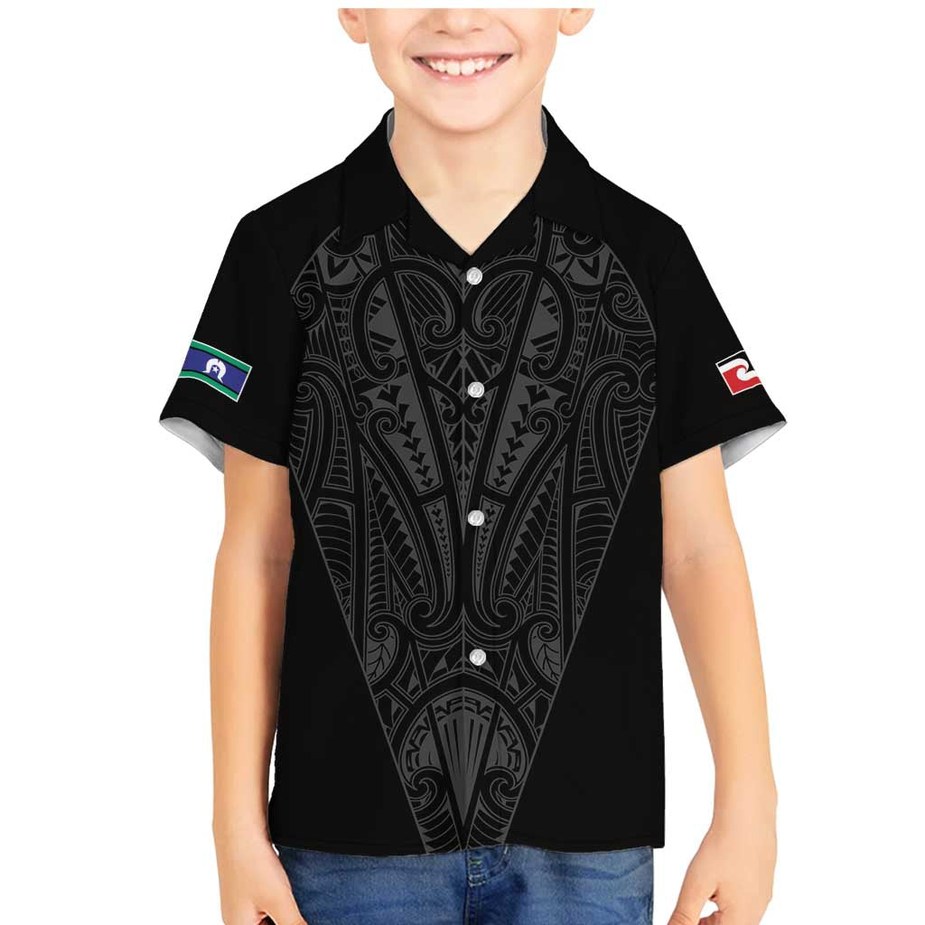 Queensland Maori Rugby Nga Hau e Wha Family Matching Mermaid Dress and Hawaiian Shirt Black Motif