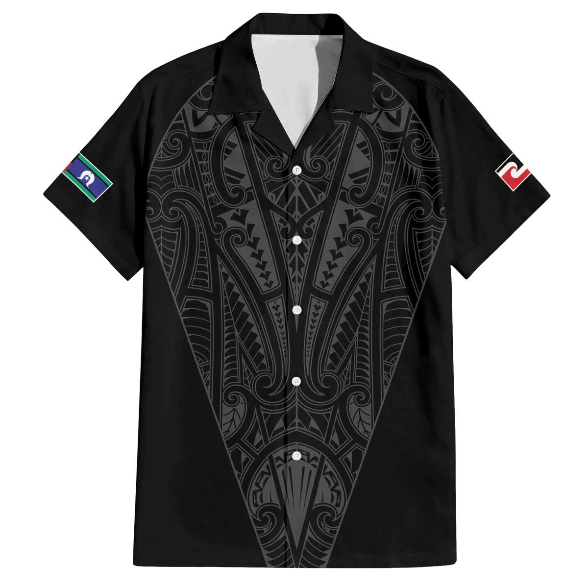 Queensland Maori Rugby Nga Hau e Wha Family Matching Off The Shoulder Long Sleeve Dress and Hawaiian Shirt Black Motif