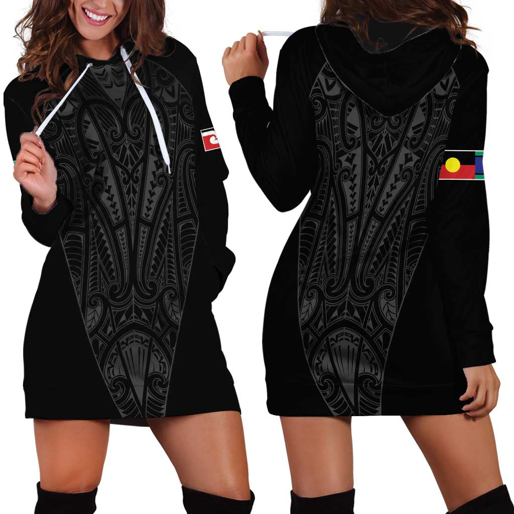 Queensland Maori Rugby Nga Hau e Wha Hoodie Dress Black Motif