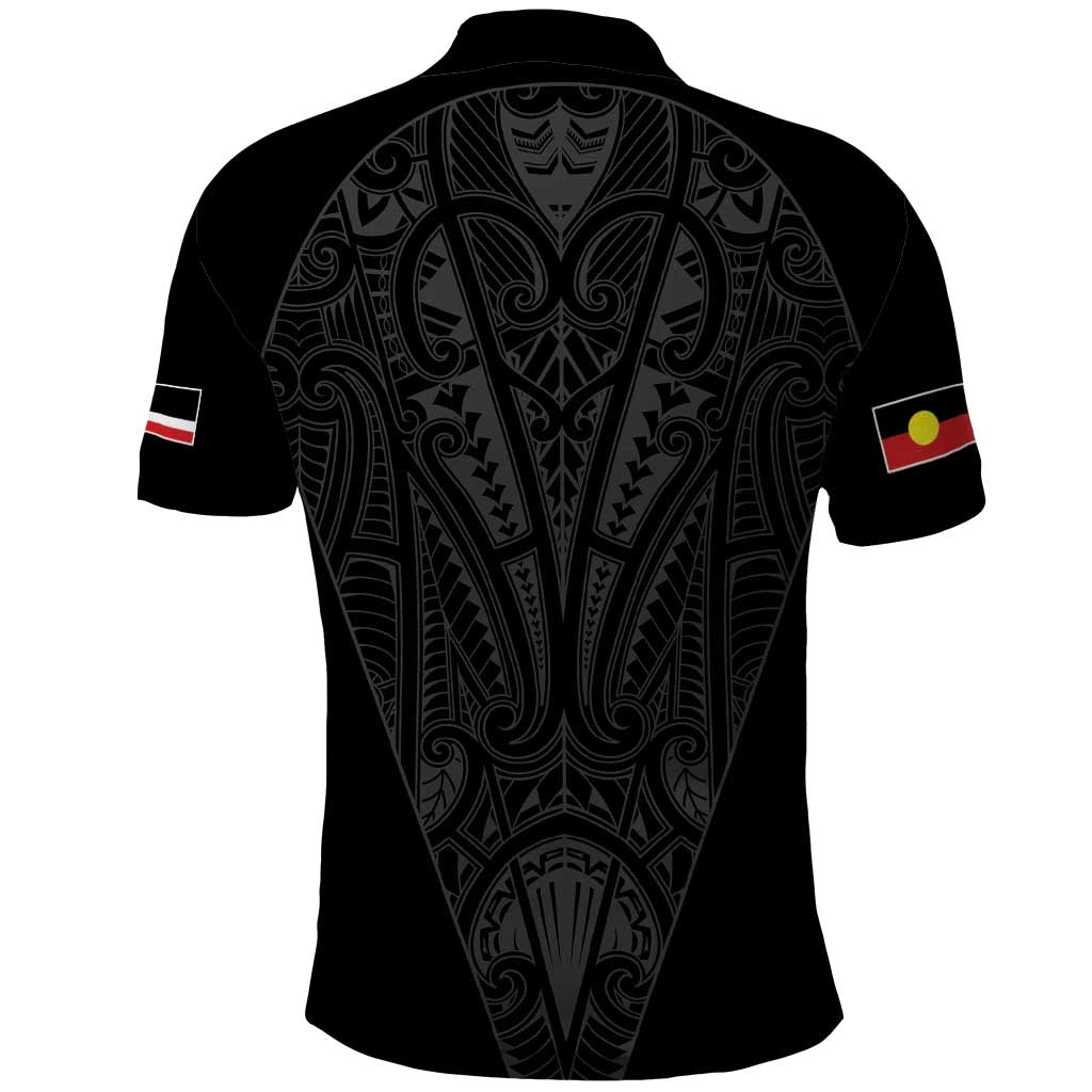 Queensland Maori Rugby Nga Hau e Wha Polo Shirt Black Motif