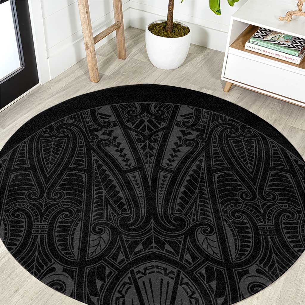 Queensland Maori Rugby Nga Hau e Wha Round Carpet Black Motif