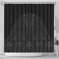 Queensland Maori Rugby Nga Hau e Wha Shower Curtain Black Motif