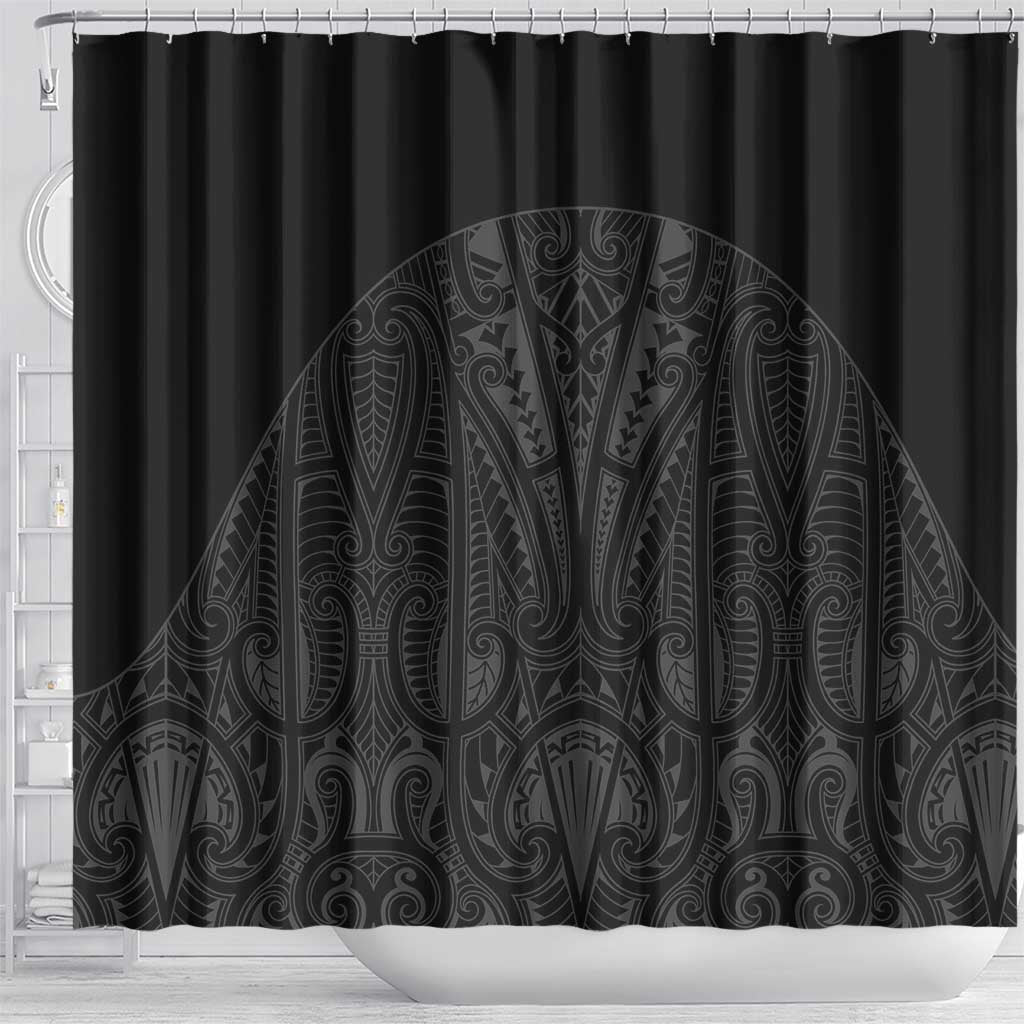 Queensland Maori Rugby Nga Hau e Wha Shower Curtain Black Motif