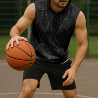 Queensland Maori Rugby Nga Hau e Wha Sleeveless Hoodie Black Motif - Polynesian Pride