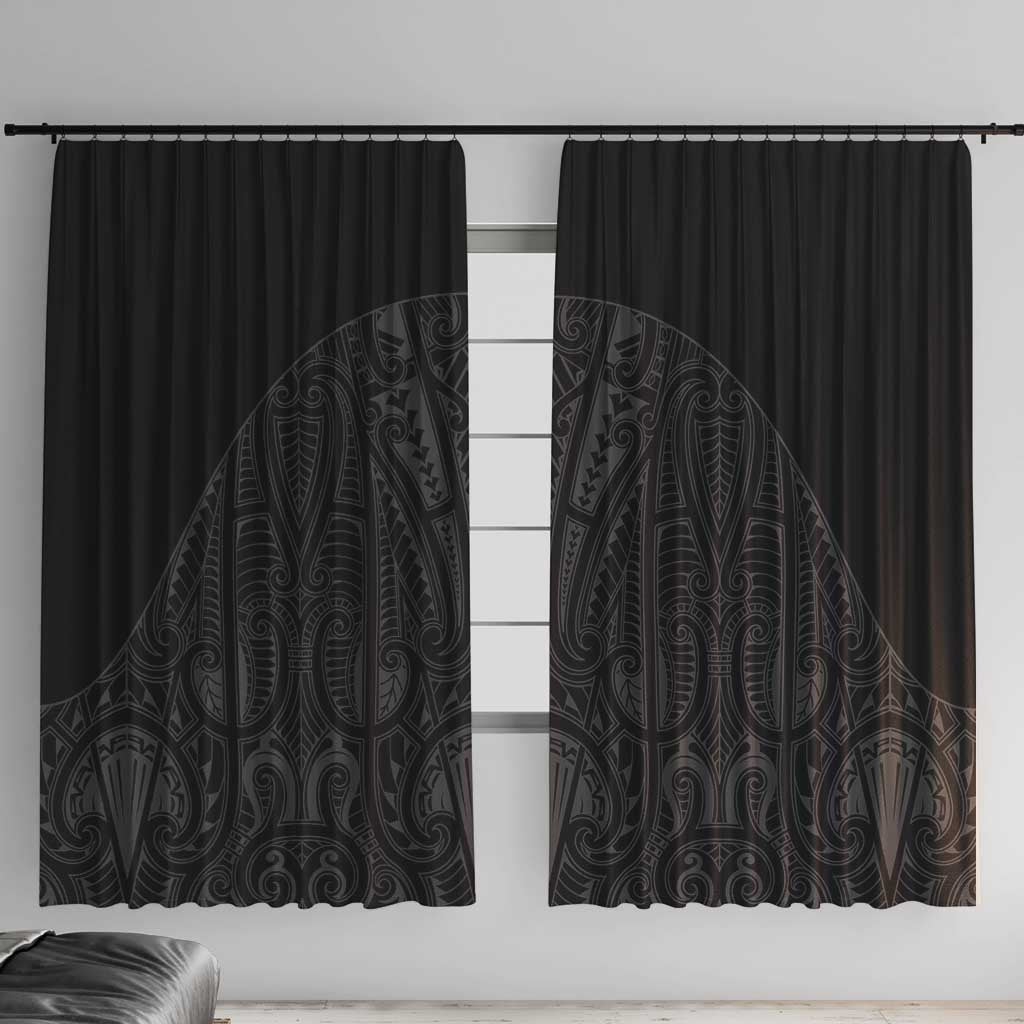 Queensland Maori Rugby Nga Hau e Wha Window Curtain Black Motif
