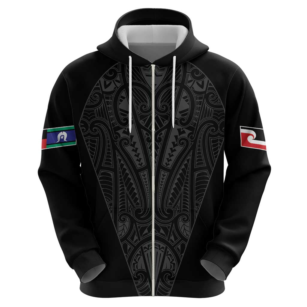 Queensland Maori Rugby Nga Hau e Wha Zip Hoodie Black Motif