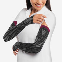 Queensland Maori Rugby Nga Hau e Wha Arm Sleeves Maroon Motif - Polynesian Pride