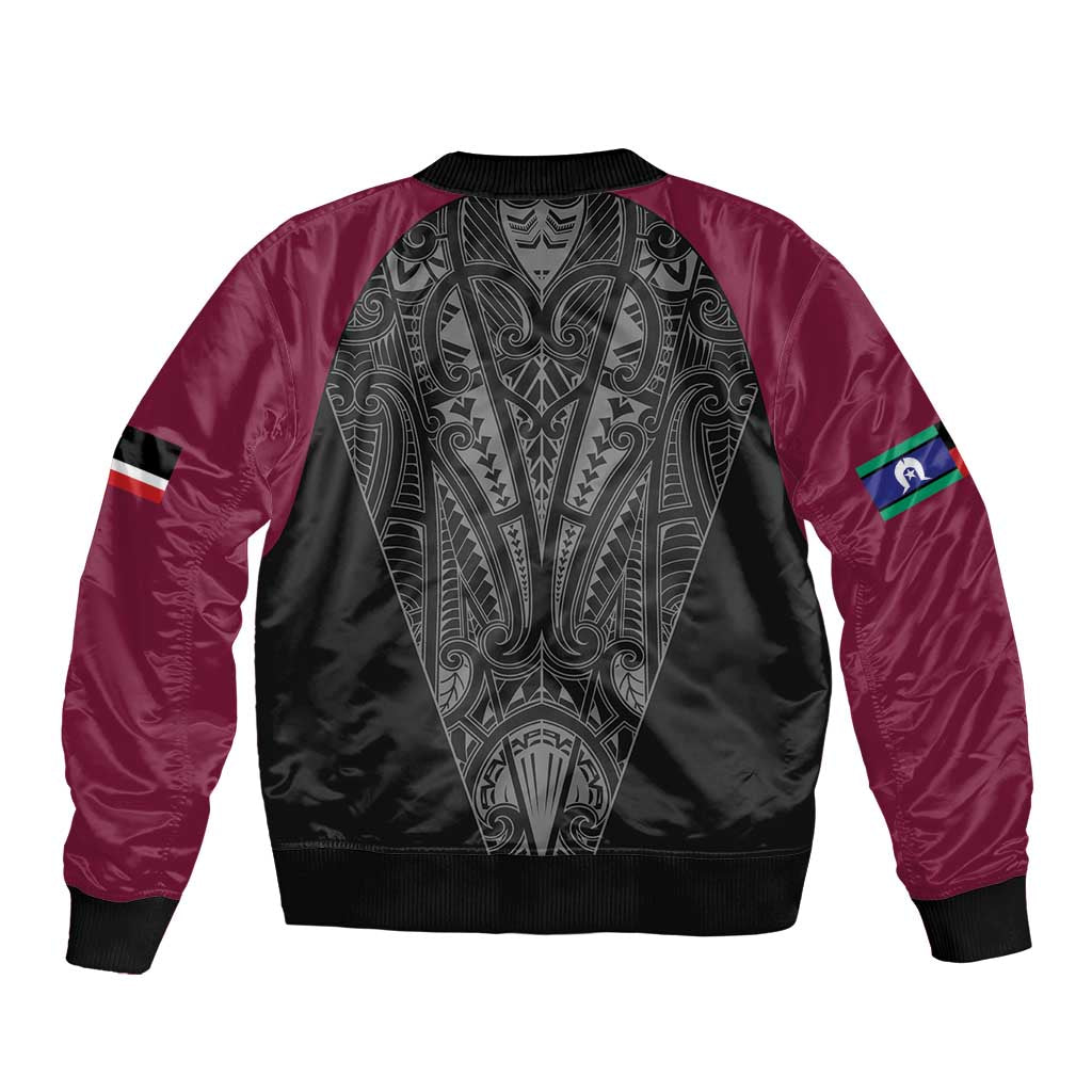 Queensland Maori Rugby Nga Hau e Wha Bomber Jacket Maroon Motif