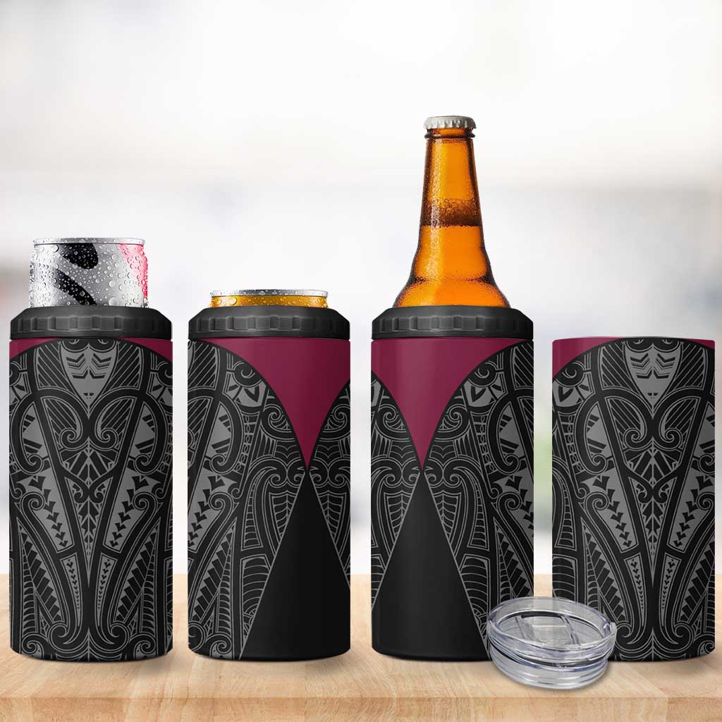 Queensland Maori Rugby Nga Hau e Wha 4 in 1 Can Cooler Tumbler Maroon Motif