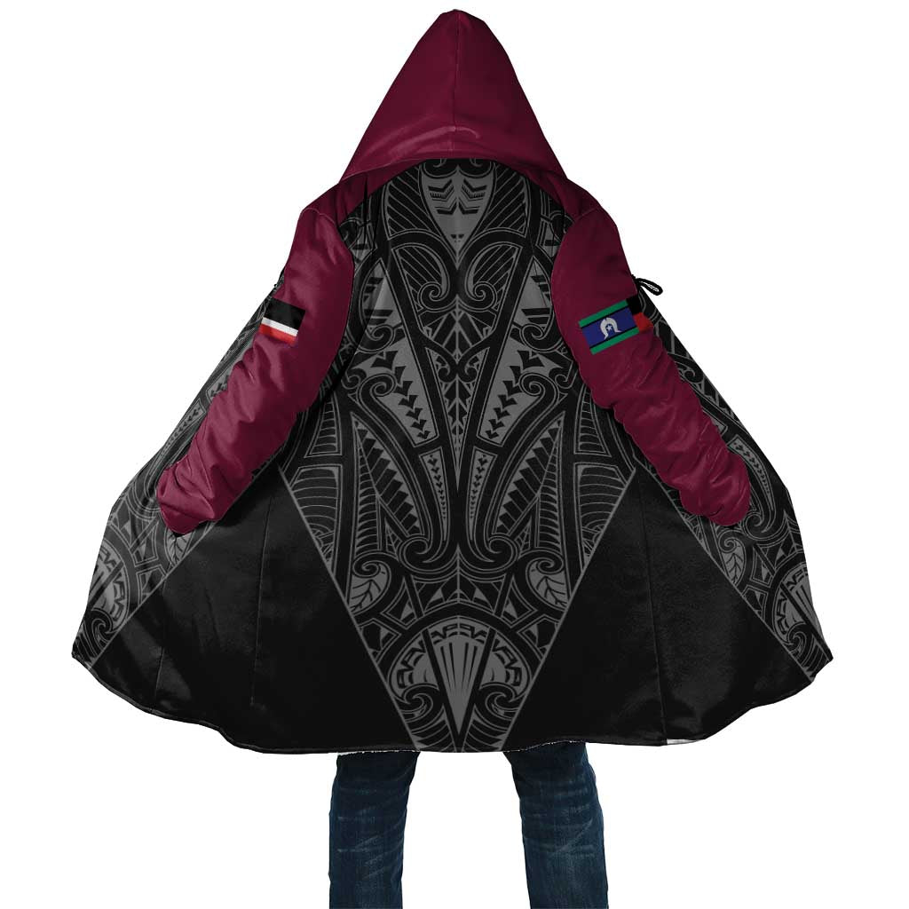Queensland Maori Rugby Nga Hau e Wha Cloak Maroon Motif - Polynesian Pride