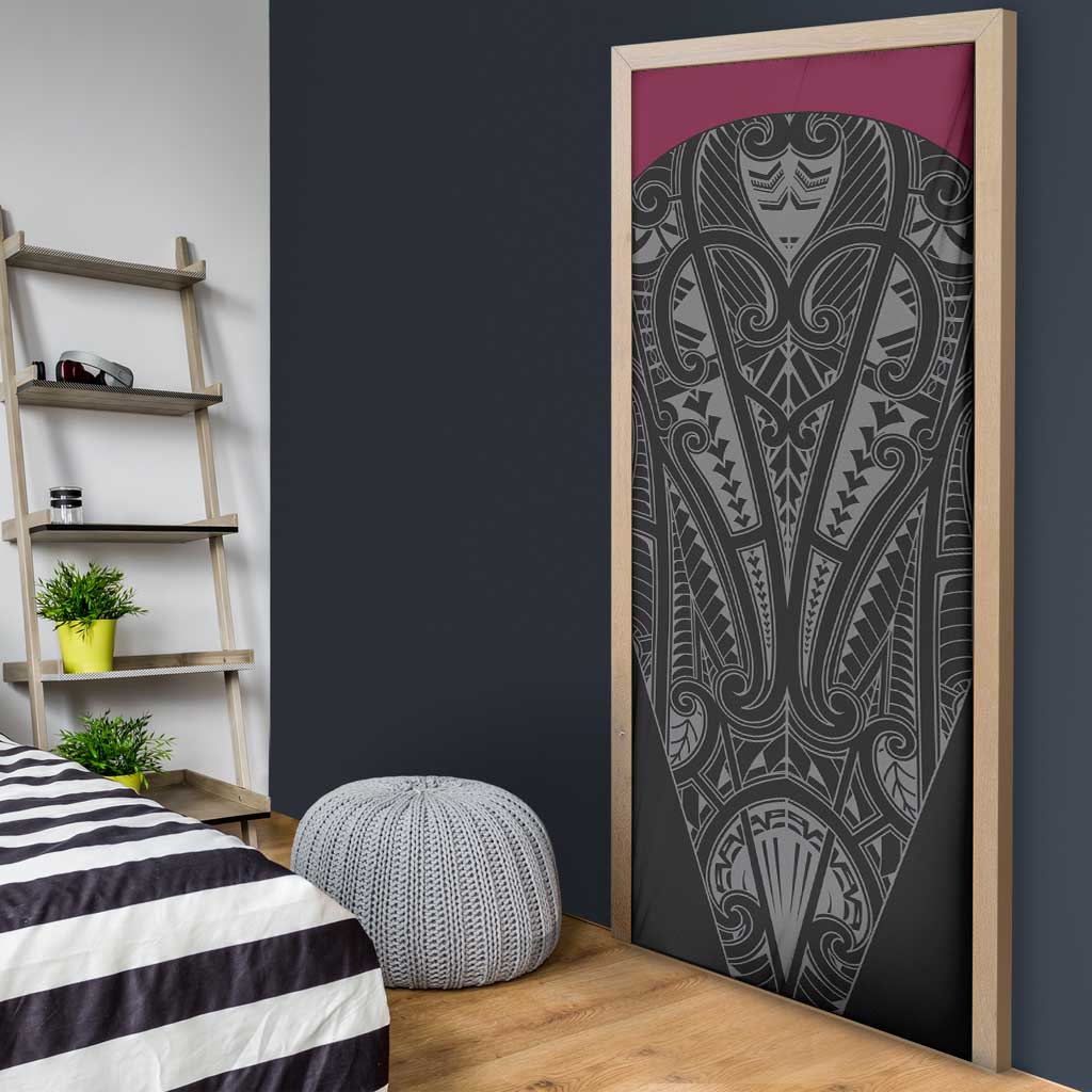 Queensland Maori Rugby Nga Hau e Wha Door Cover Maroon Motif - Polynesian Pride