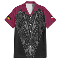 Queensland Maori Rugby Nga Hau e Wha Family Matching Off Shoulder Maxi Dress and Hawaiian Shirt Maroon Motif