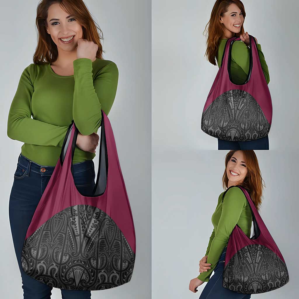 Queensland Maori Rugby Nga Hau e Wha Grocery Bag Maroon Motif