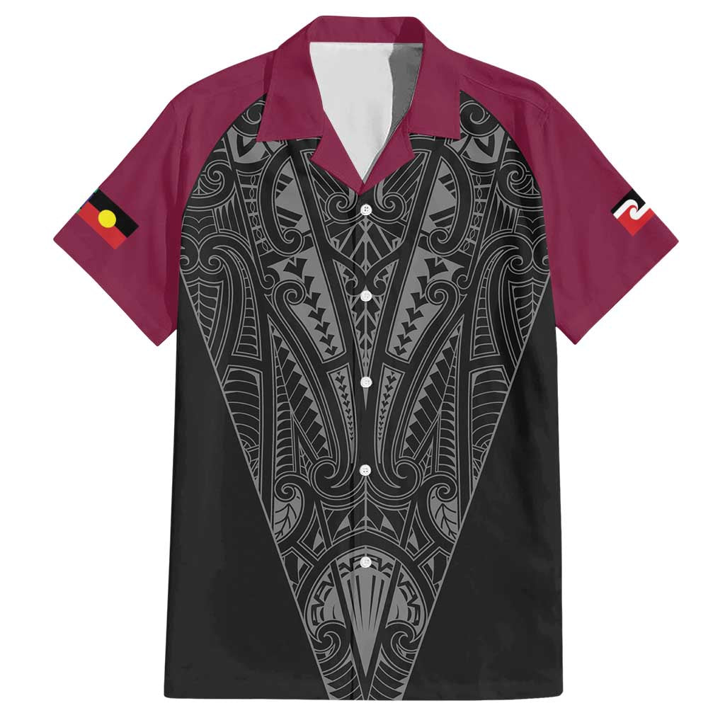 Queensland Maori Rugby Nga Hau e Wha Hawaiian Shirt Maroon Motif