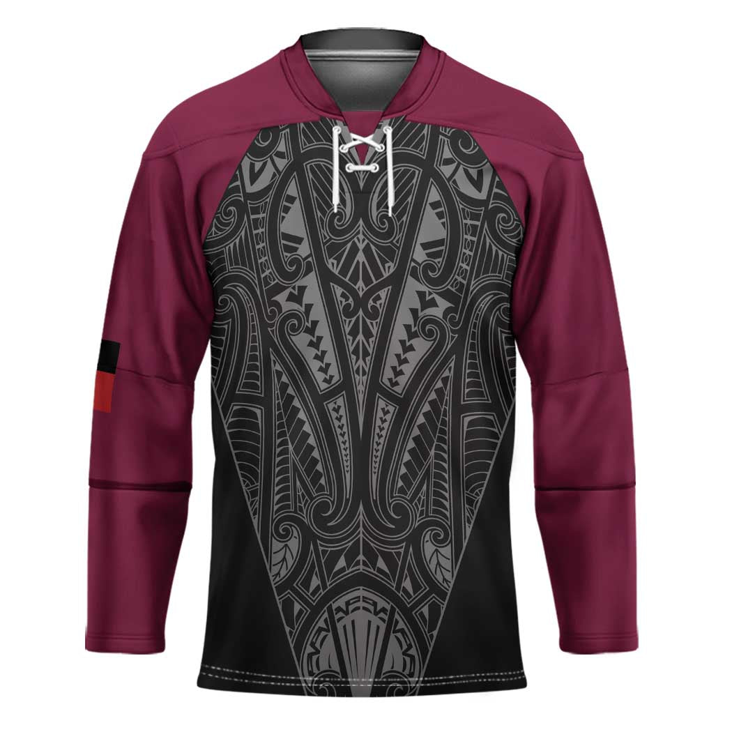 Queensland Maori Rugby Nga Hau e Wha Hockey Jersey Maroon Motif - Polynesian Pride