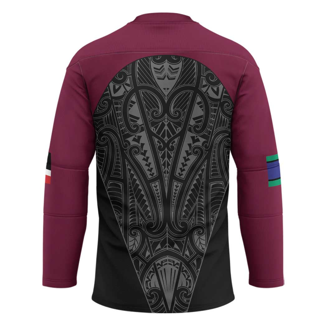 Queensland Maori Rugby Nga Hau e Wha Hockey Jersey Maroon Motif - Polynesian Pride