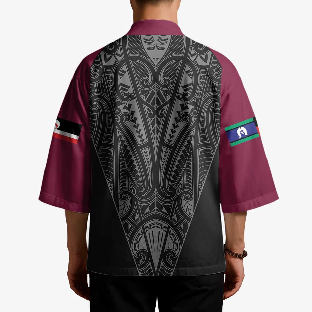 Queensland Maori Rugby Nga Hau e Wha Kimono Maroon Motif - Polynesian Pride