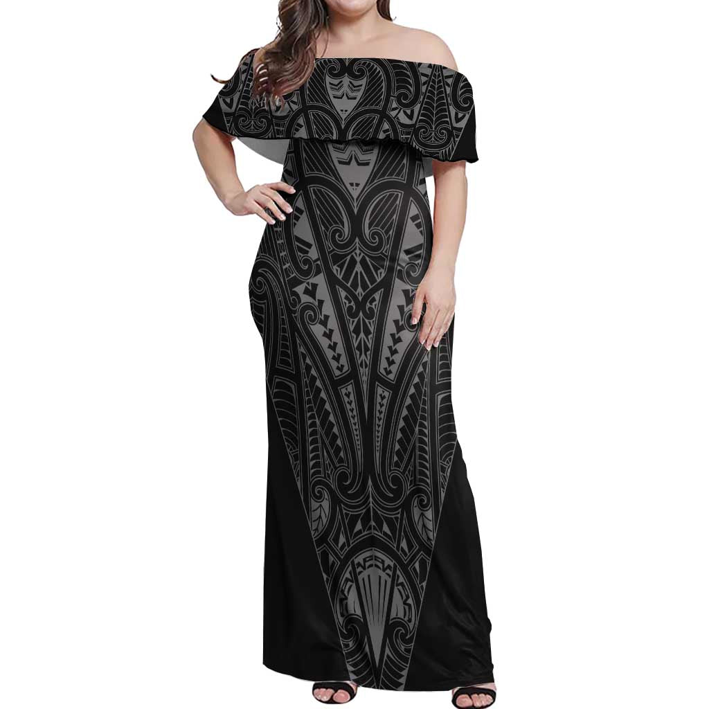Queensland Maori Rugby Nga Hau e Wha Off Shoulder Maxi Dress Maroon Motif