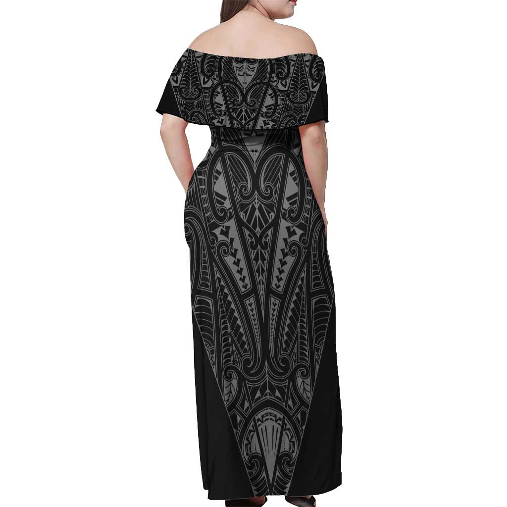 Queensland Maori Rugby Nga Hau e Wha Off Shoulder Maxi Dress Maroon Motif