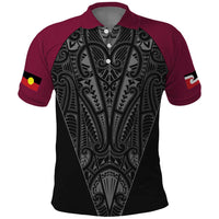 Queensland Maori Rugby Nga Hau e Wha Polo Shirt Maroon Motif