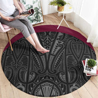 Queensland Maori Rugby Nga Hau e Wha Round Carpet Maroon Motif