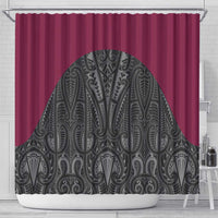 Queensland Maori Rugby Nga Hau e Wha Shower Curtain Maroon Motif