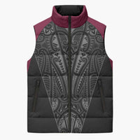 Queensland Maori Rugby Nga Hau e Wha Sleeveless Puffer Jacket Maroon Motif - Polynesian Pride