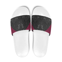 Queensland Maori Rugby Nga Hau e Wha Slide Sandals Maroon Motif - Polynesian Pride