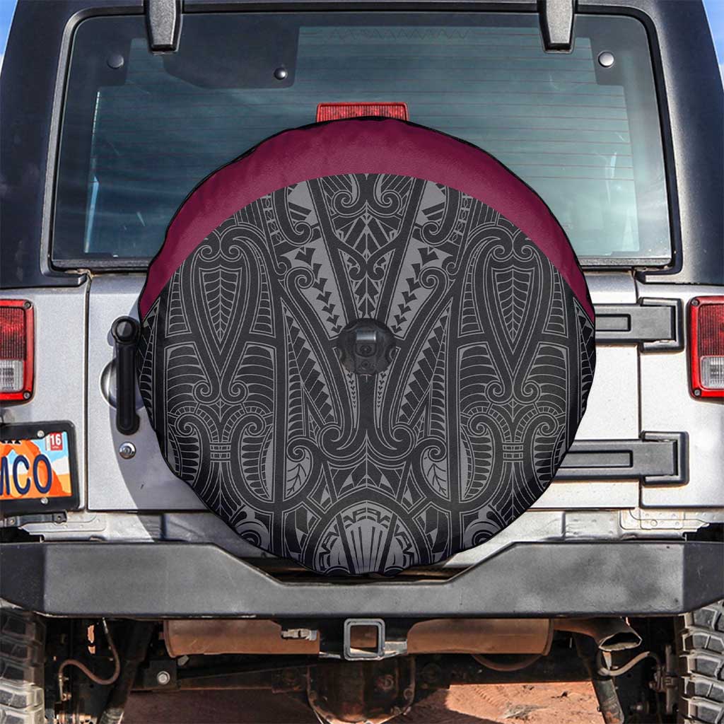 Queensland Maori Rugby Nga Hau e Wha Spare Tire Cover Maroon Motif
