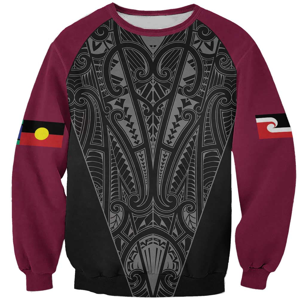 Queensland Maori Rugby Nga Hau e Wha Sweatshirt Maroon Motif