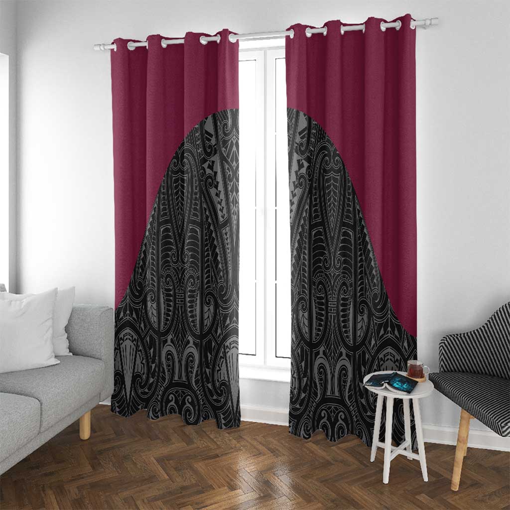 Queensland Maori Rugby Nga Hau e Wha Window Curtain Maroon Motif