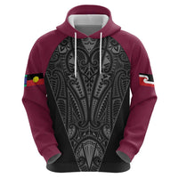 Queensland Maori Rugby Nga Hau e Wha Zip Hoodie Maroon Motif