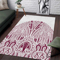 Queensland Maori Rugby Nga Hau e Wha Area Rug White Motif