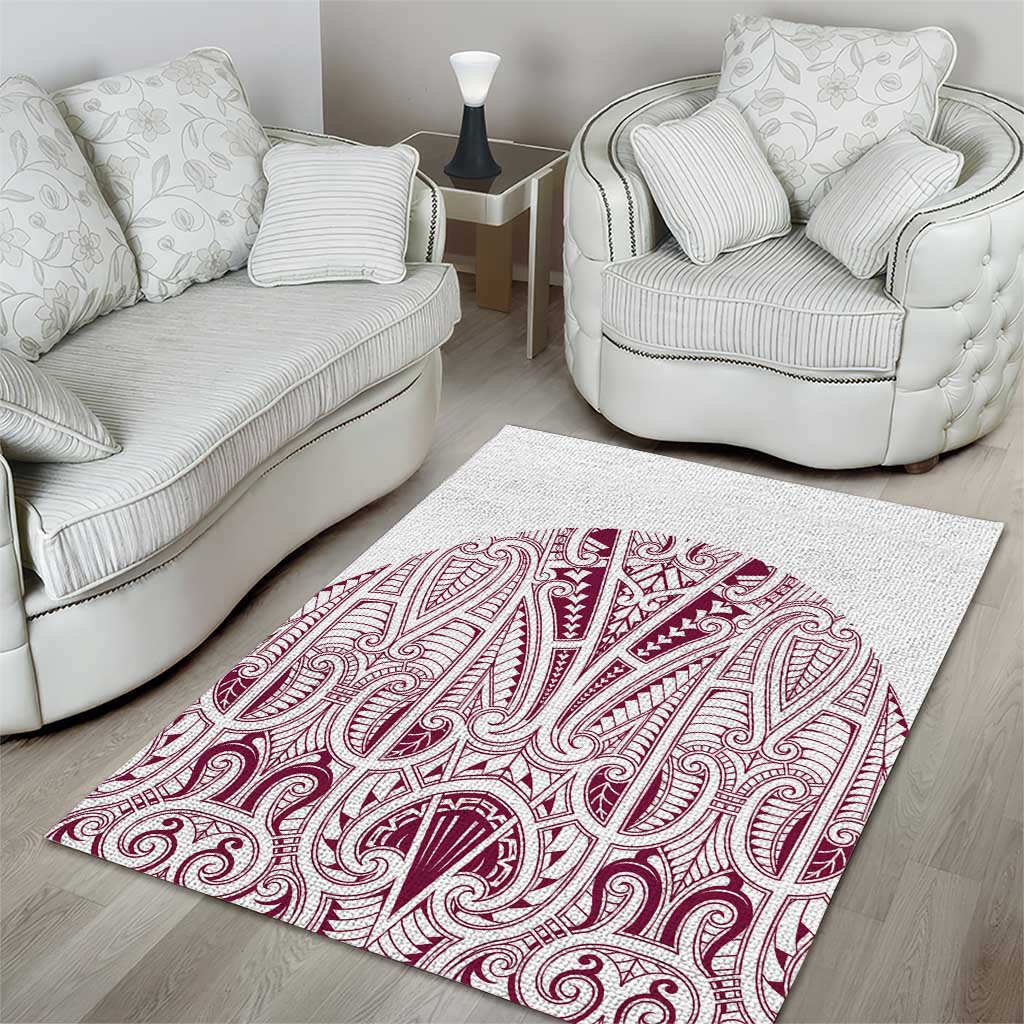 Queensland Maori Rugby Nga Hau e Wha Area Rug White Motif