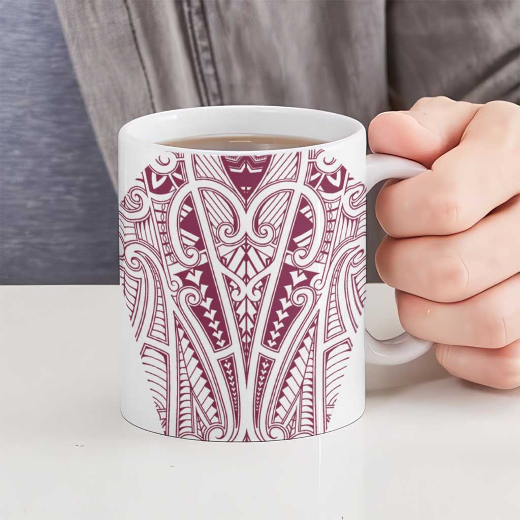 Queensland Maori Rugby Nga Hau e Wha Ceramic Mug White Motif - Polynesian Pride