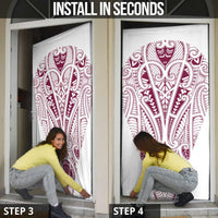 Queensland Maori Rugby Nga Hau e Wha Door Cover White Motif - Polynesian Pride