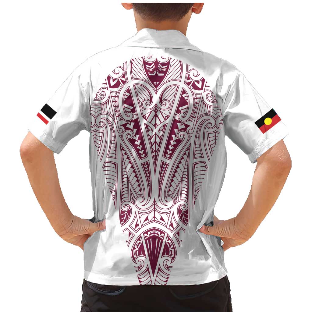 Queensland Maori Rugby Nga Hau e Wha Family Matching Mermaid Dress and Hawaiian Shirt White Motif