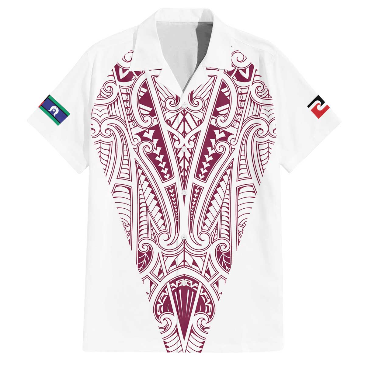 Queensland Maori Rugby Nga Hau e Wha Family Matching Off The Shoulder Long Sleeve Dress and Hawaiian Shirt White Motif