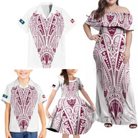 Queensland Maori Rugby Nga Hau e Wha Family Matching Off Shoulder Maxi Dress and Hawaiian Shirt White Motif
