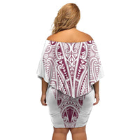 Queensland Maori Rugby Nga Hau e Wha Family Matching Off Shoulder Short Dress and Hawaiian Shirt White Motif