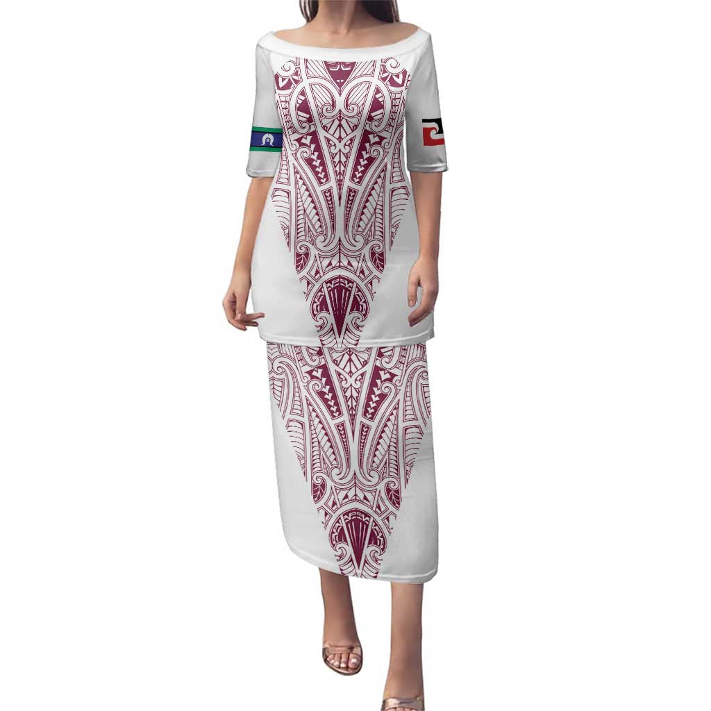 Queensland Maori Rugby Nga Hau e Wha Family Matching Puletasi and Hawaiian Shirt White Motif