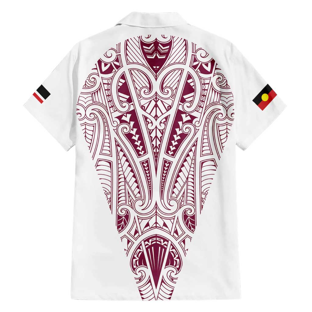 Queensland Maori Rugby Nga Hau e Wha Family Matching Short Sleeve Bodycon Dress and Hawaiian Shirt White Motif