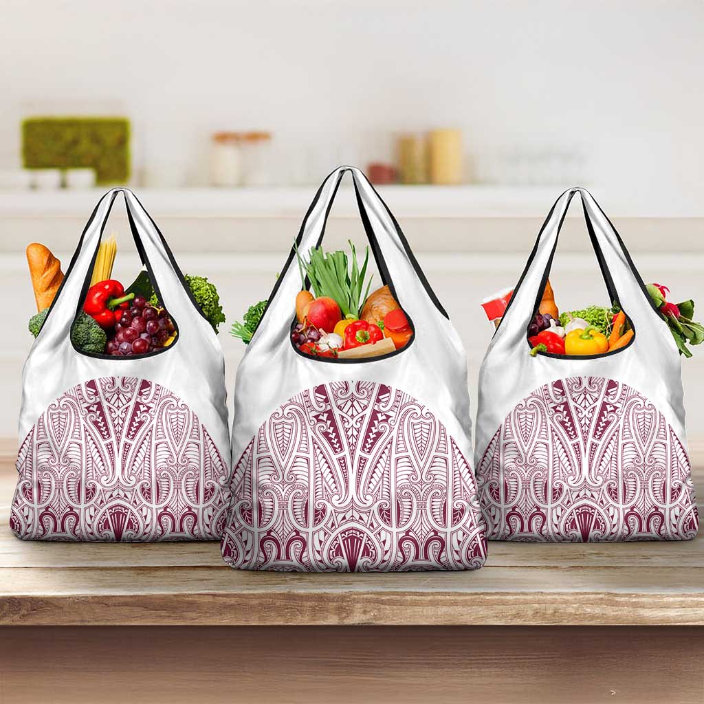 Queensland Maori Rugby Nga Hau e Wha Grocery Bag White Motif LT9 3-pack One Size White - Polynesian Pride