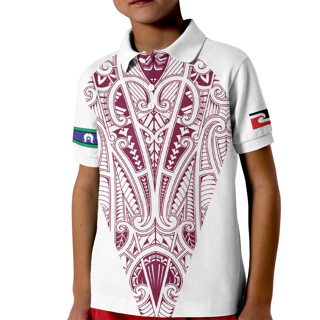 Queensland Maori Rugby Nga Hau e Wha Kid Polo Shirt White Motif