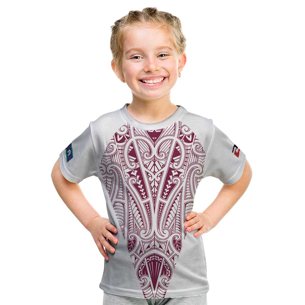 Queensland Maori Rugby Nga Hau e Wha Kid T Shirt White Motif