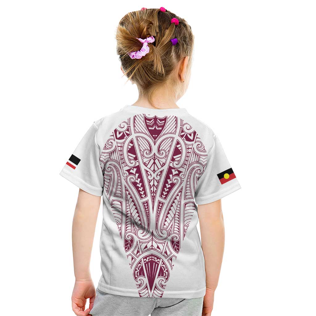 Queensland Maori Rugby Nga Hau e Wha Kid T Shirt White Motif