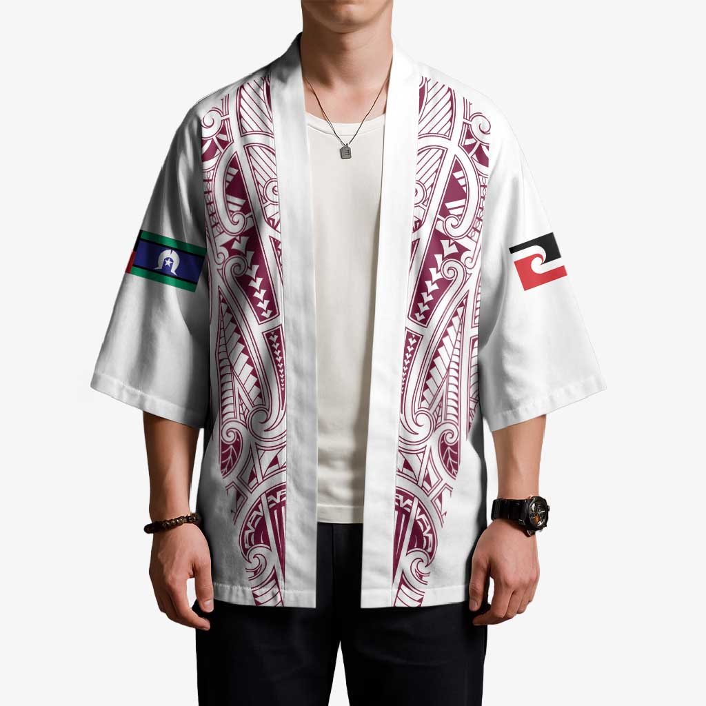 Queensland Maori Rugby Nga Hau e Wha Kimono White Motif - Polynesian Pride